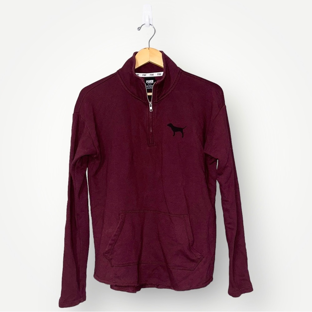 Pink VS 1/4 Zip Pullover Jacket in Maroon Size S